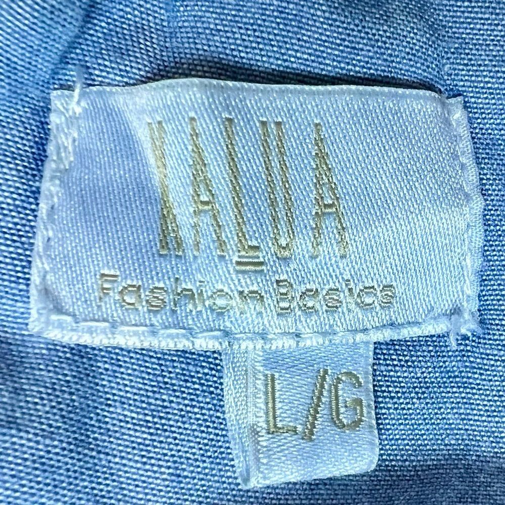 Denim-Effect Blue Ruffle Trim Spaghetti Tank - Picture 3 of 5